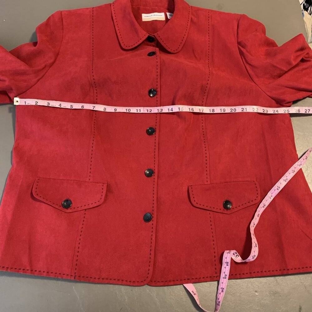 Alfred Dunner Womans 20W Jacket Blazer Faux Suede Red Button Pockets Lined - Picture 11 of 13
